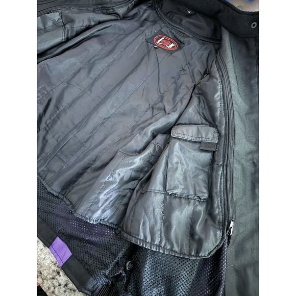 New WOMEN'S BIKER JACKET IK LEATHER BLACK & PURPLE NYLON ZIP-UP SIZE M - Picture 9 of 10
